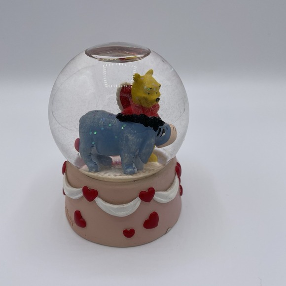 VTG Winnie the Pooh Eeyore Mini Snow Globe Hearts Love Valentine Tigger - Picture 3 of 7